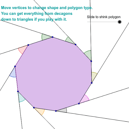 Explore the sum of the exterior angle measures of a polygon – GeoGebra