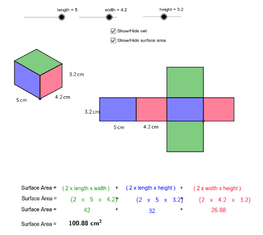 surface nets of a rectangular prism – GeoGebra