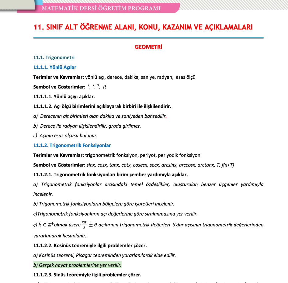 COSINUS FUNCTION TEACHING  IN THE HIGH SCHOOL