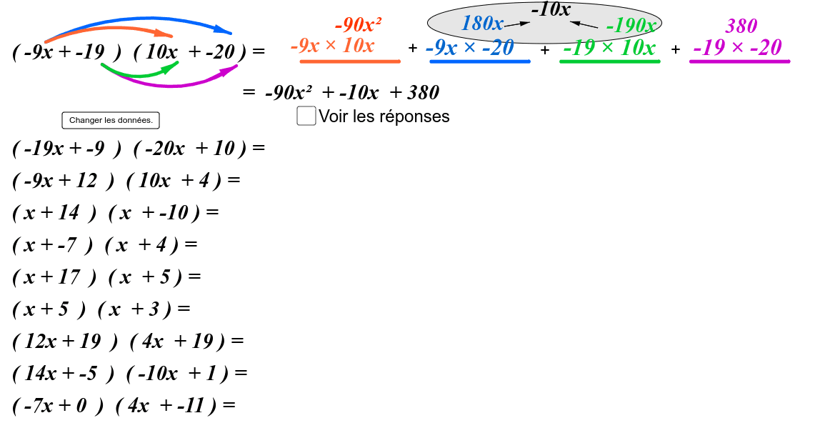 Developpement - (ax+b)(cx+d) - Exercices – GeoGebra