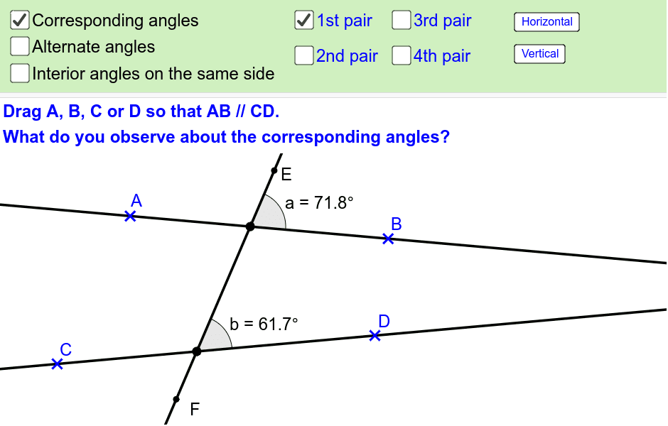 Angles Related To Parallel Lines Geogebra