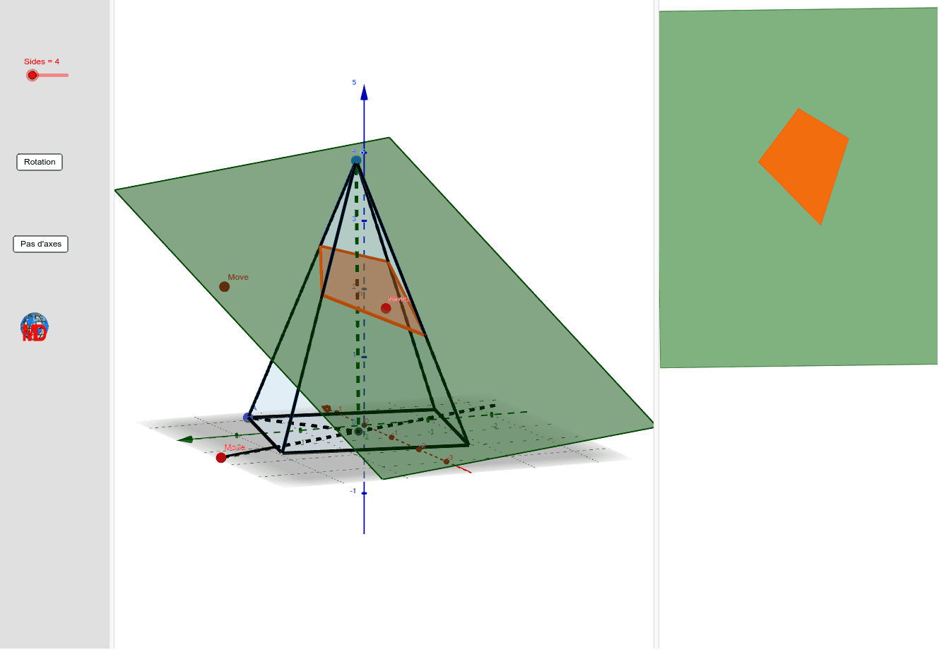 Cutting Pyramide With Interactive Plane Geogebra