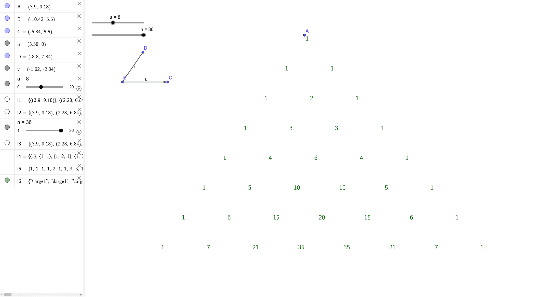 杨辉三角 Geogebra