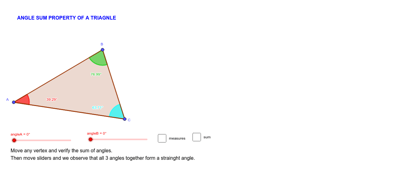 Angle sum property of a Triangle – GeoGebra