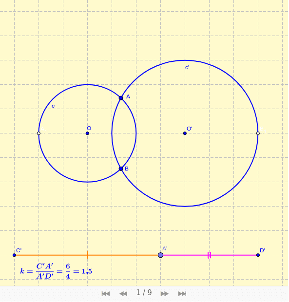 Dividir Secante Común De Dos Circunferencias En La Razón Dada Geogebra