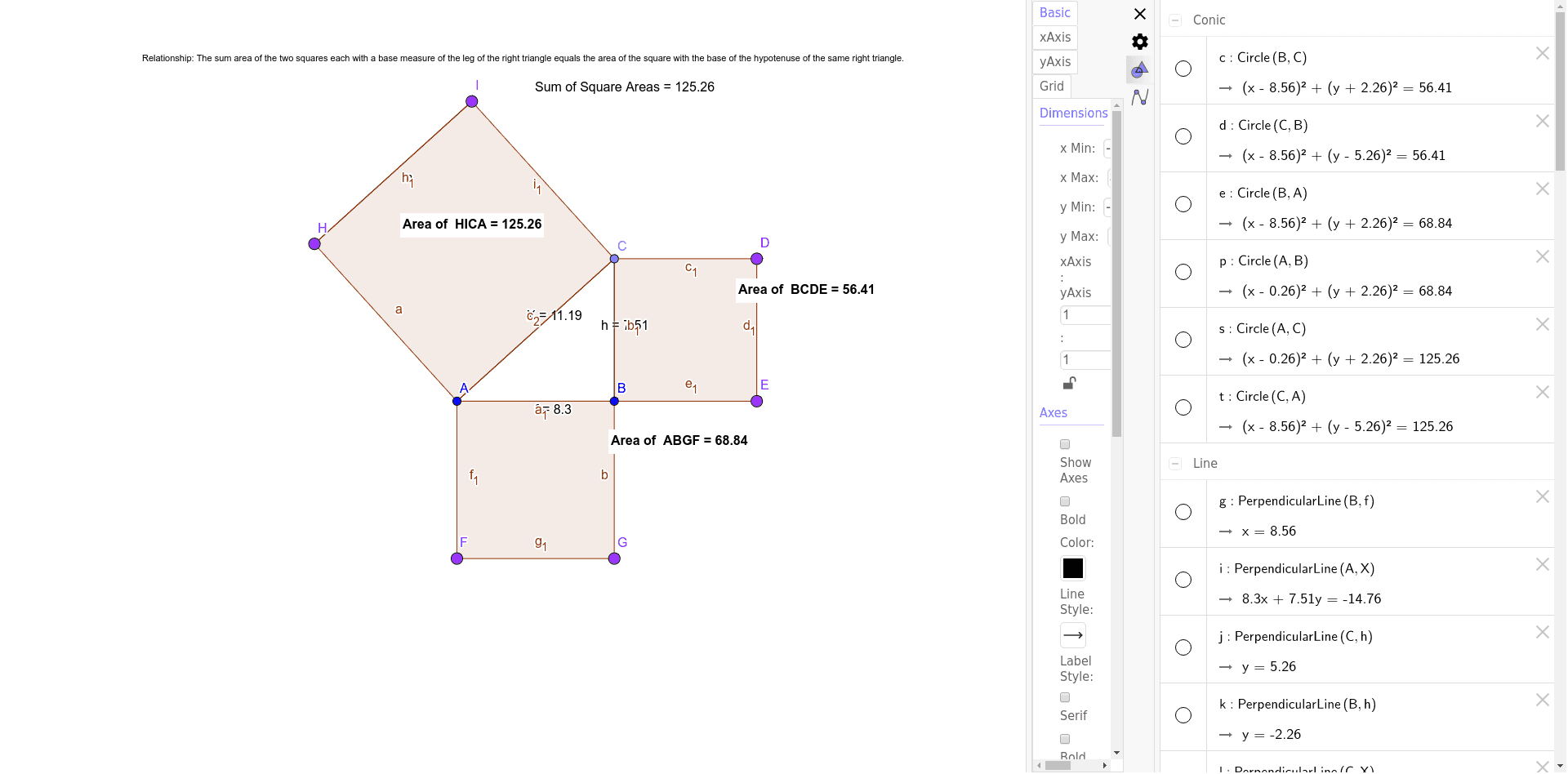 Pythagorean Theorem Proof Exercise 3.3.1 – GeoGebra