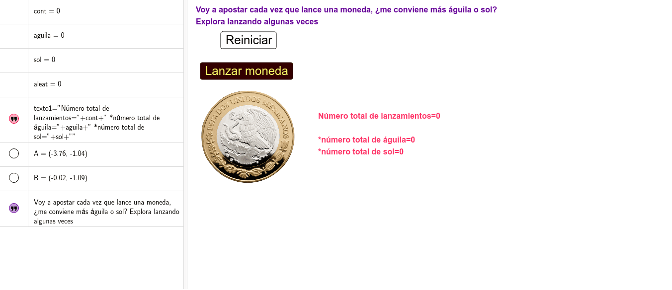 Lanzamiento de una moneda – GeoGebra