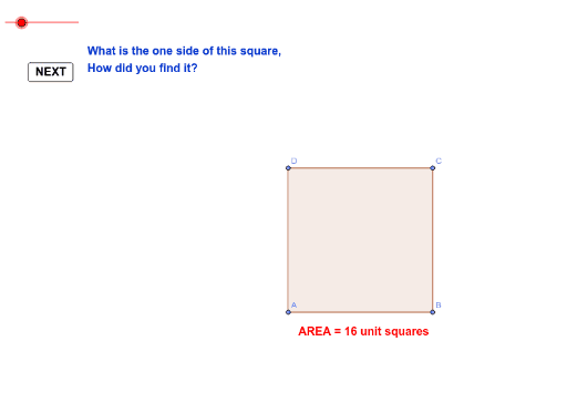 One side of a sqaure from area – GeoGebra