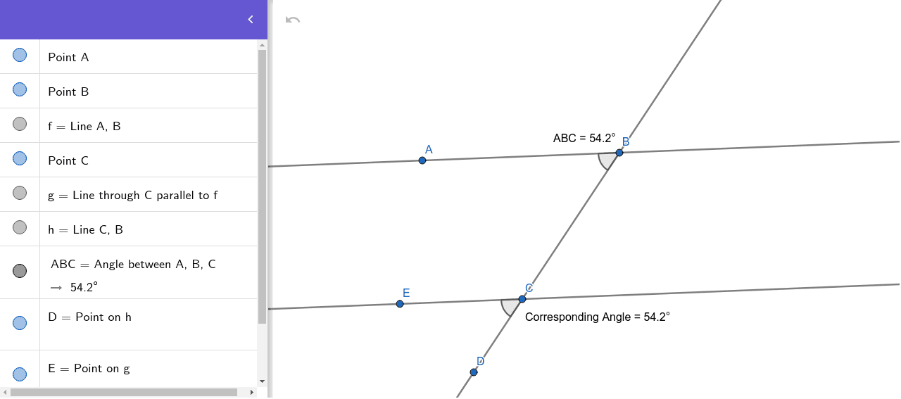 Corresponding Angles Geogebra 9357