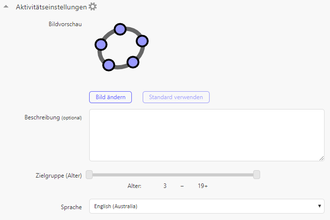 Aktivitätseinstellungen