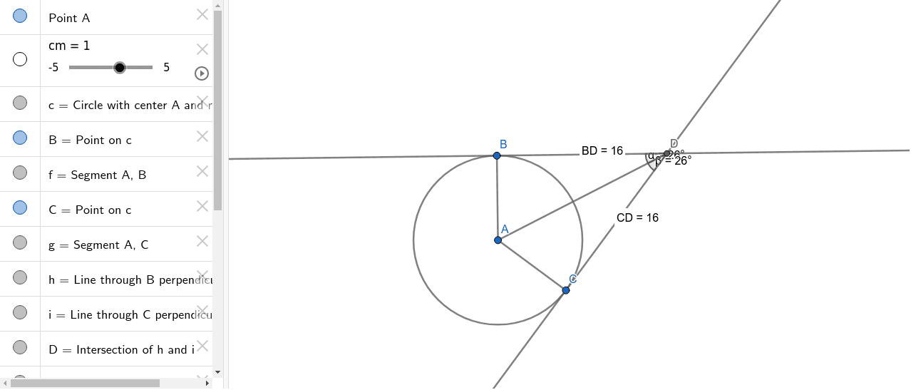 Two tangents intersect – GeoGebra