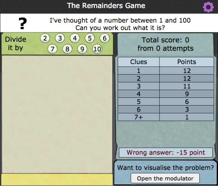 3. NRICH - The Remainders Game