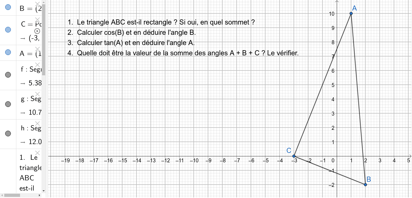 Triangle Rectangle Angles Geogebra