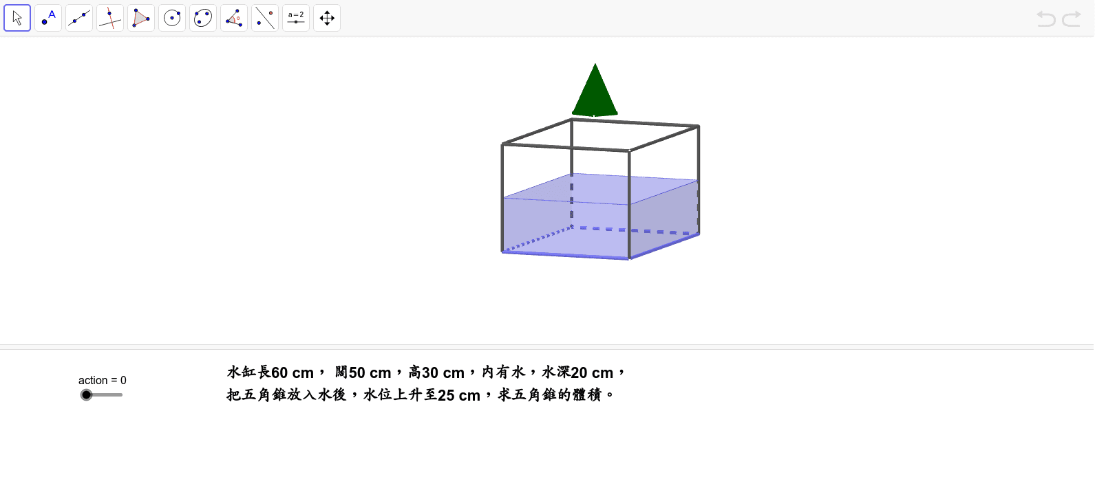 排水法求物件體積 Geogebra