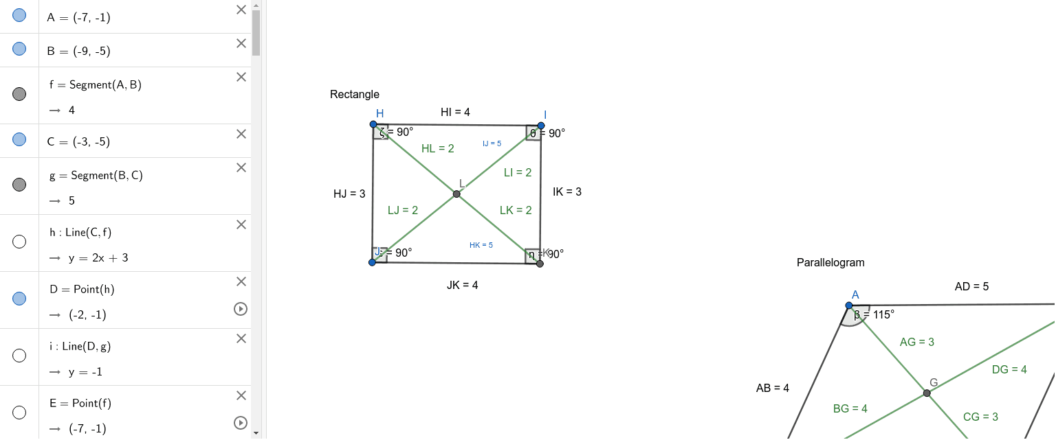 Geometry Project Parallelograms Geogebra 8091