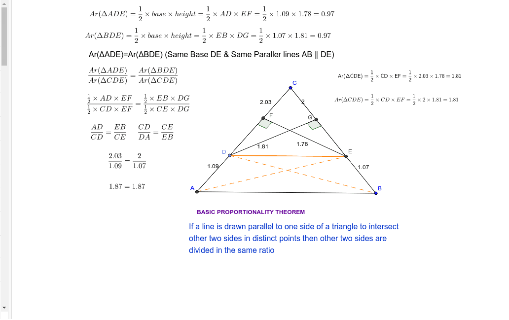 Basic Proportionality Theorem Geogebra 2426