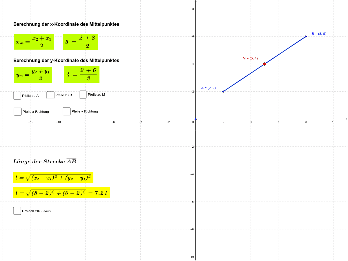 Mittelpunkt Und Lange Einer Strecke Geogebra