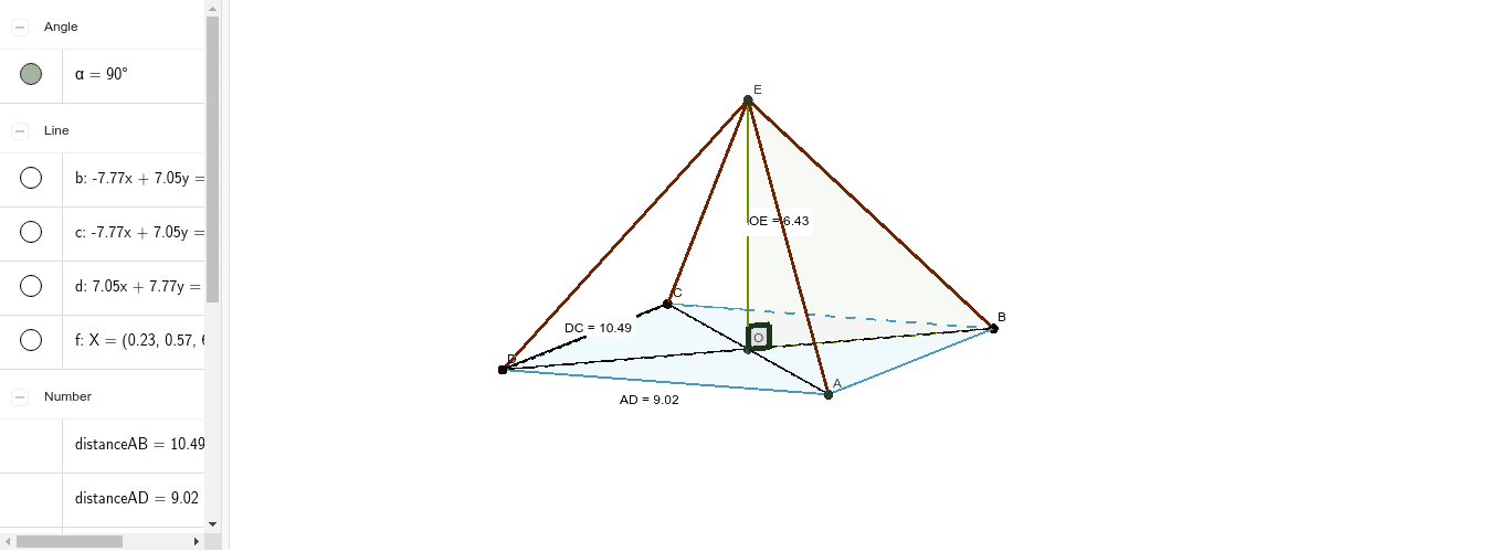 פירמידה מרובעת – GeoGebra