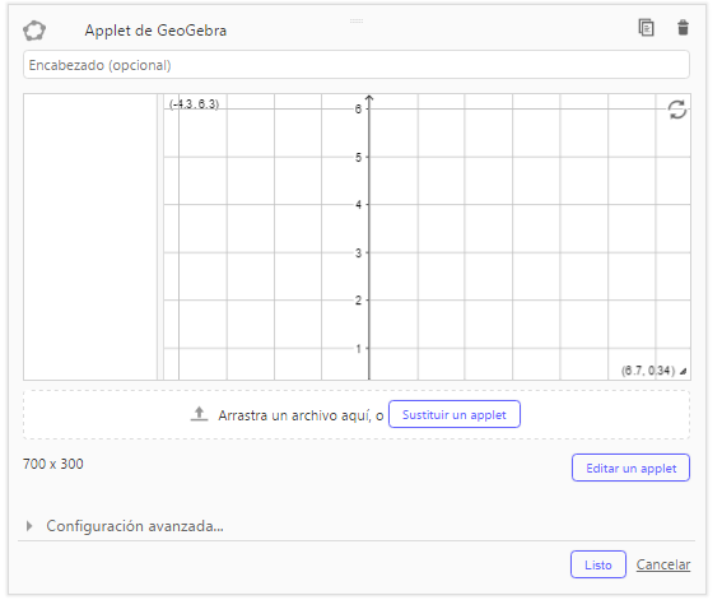 Completar el Elemento Applet GeoGebra