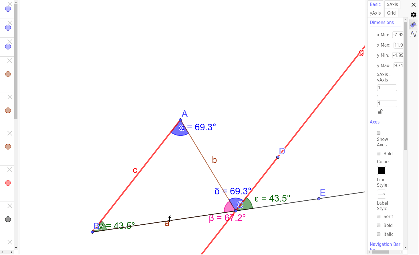 三角形の内角の和 Geogebra