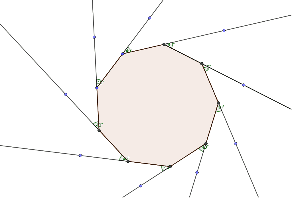 正九角形の外角 Geogebra