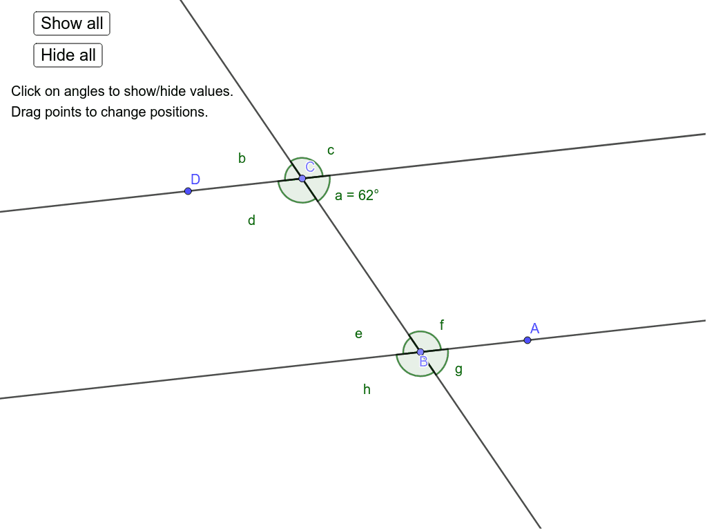 Angles from parallel lines – GeoGebra