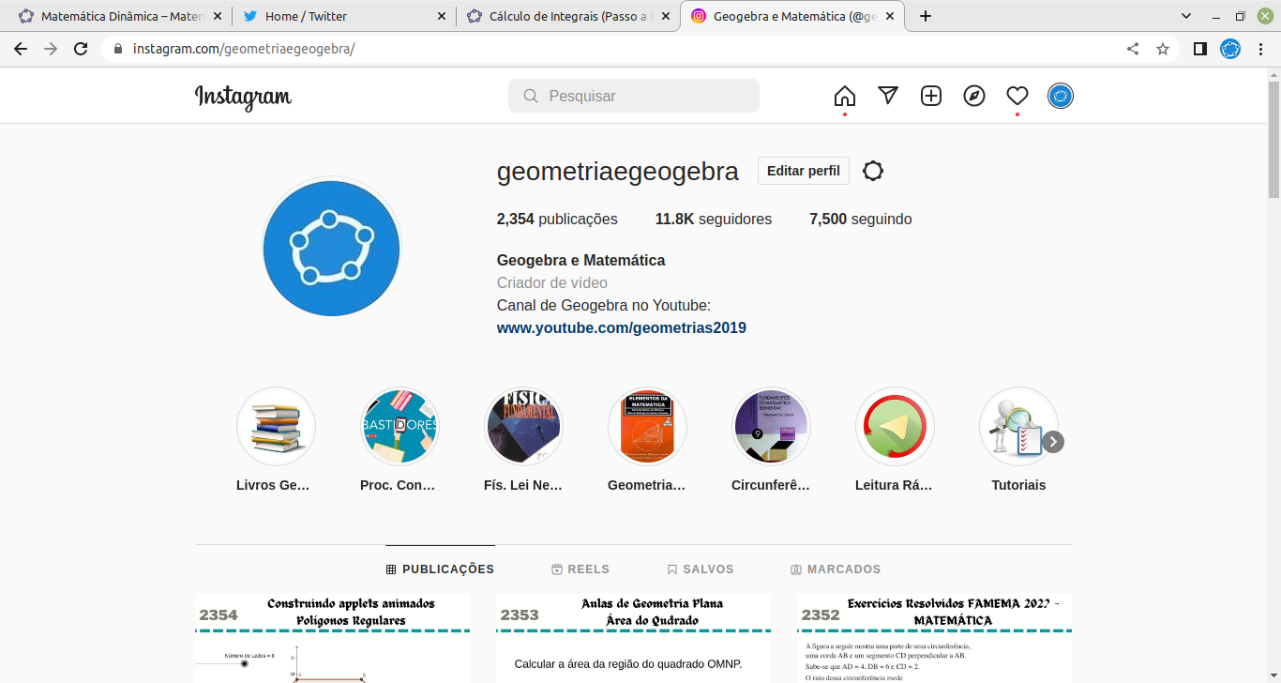 INSTAGRAM: INSTAGRAM: www.instagram.com/geometriaegeogebra