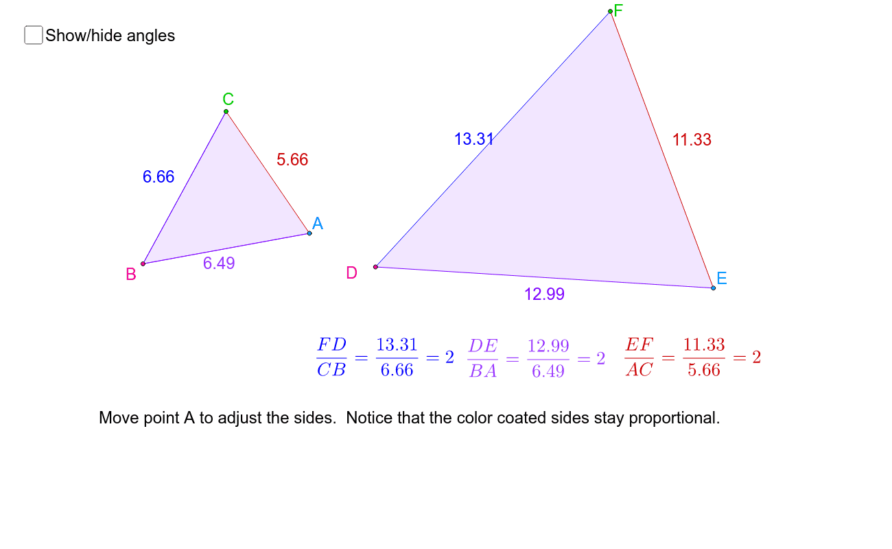 Three Proportional Sides – Geogebra