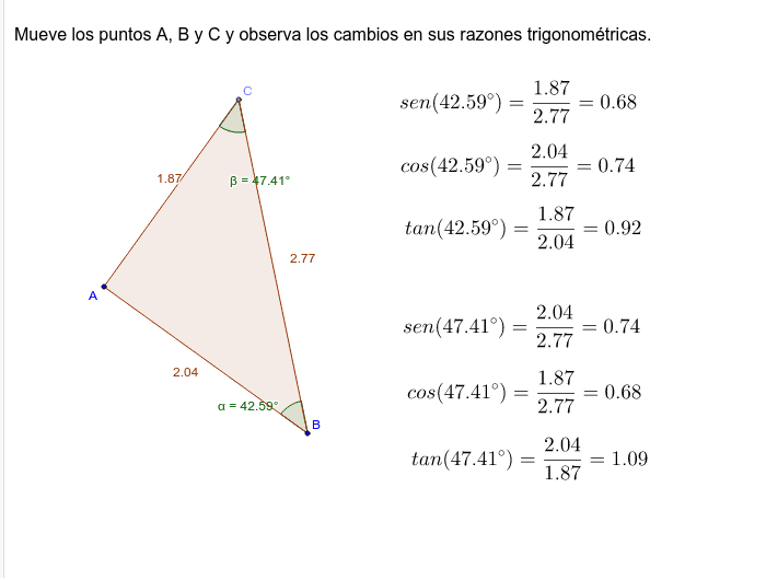 Razones Trigonométricas En Un Triángulo Rectángulo Geogebra