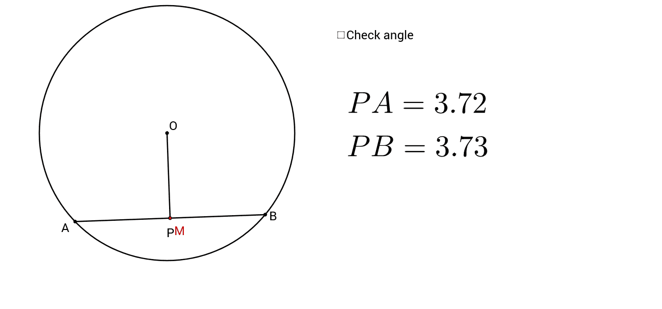 Line joining centre to mid-pt of chord perpendicular chord – GeoGebra