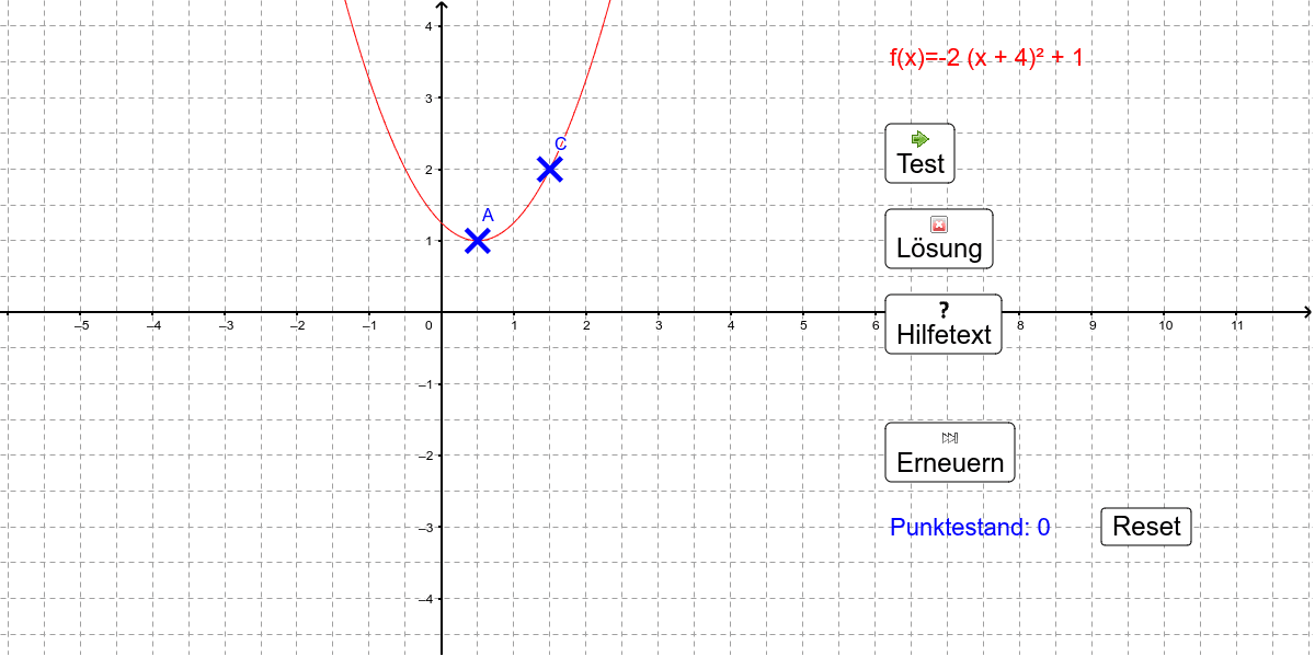 Übung: Graphen quadratischer Funktion zeichnen 1 – GeoGebra