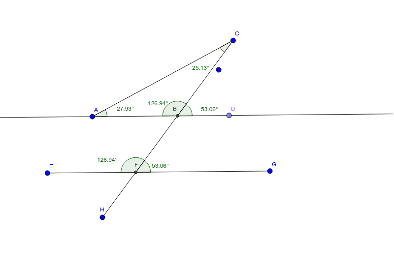 Exterior angle on parallel lines and a Transversal – GeoGebra