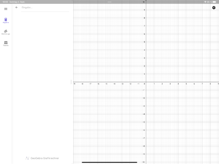 So sieht GeoGebra beim Öffnen aus: