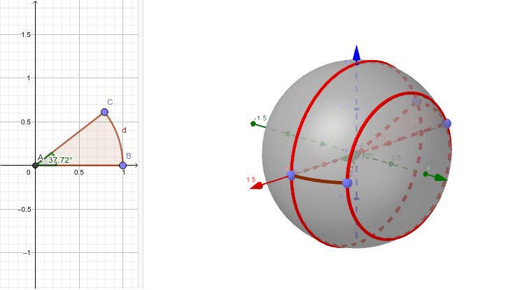 扇形の回転体２ Geogebra