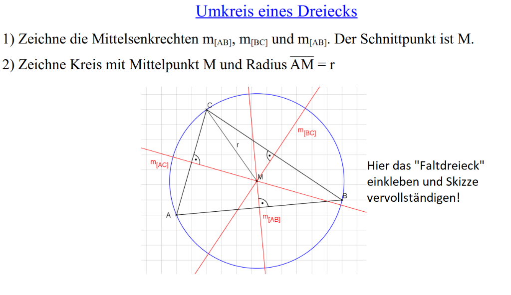 Übernimm den Hefteintrag. Klebe dein "Faltdreieck" darin ein und vervollständige es.