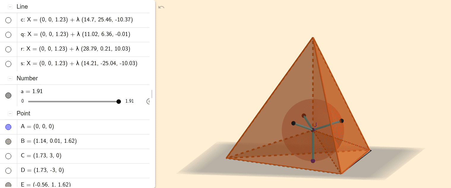 内接球の半径 Geogebra