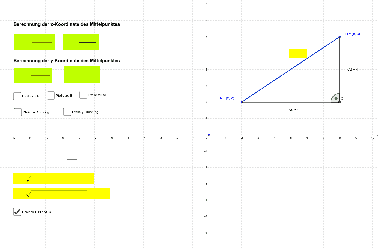 Mittelpunkt und Läge einer Strecke – GeoGebra