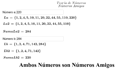 Numeros Amigos Teoria De Numeros Geogebra