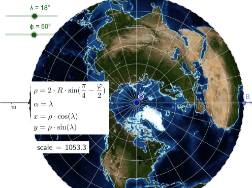 Azimuthal Equal-area map – GeoGebra