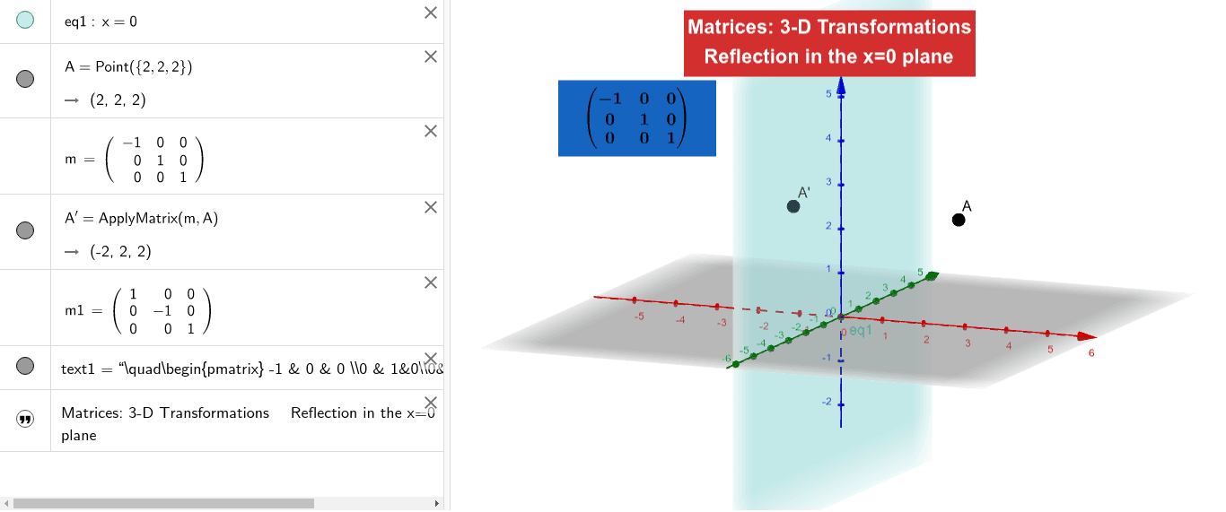 Matrices 3 D Transformation Geogebra
