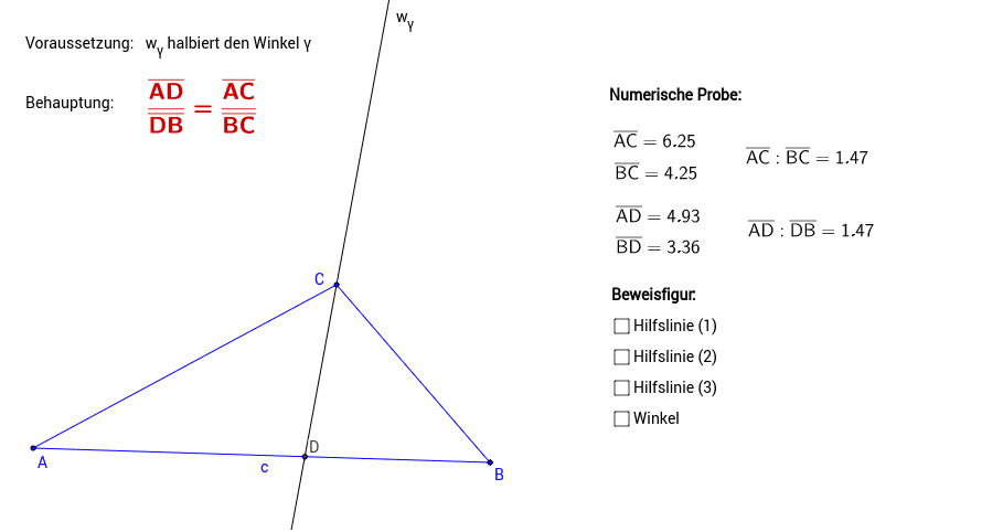 Satz Uber Winkelhalbierende Im Dreieck Geogebra