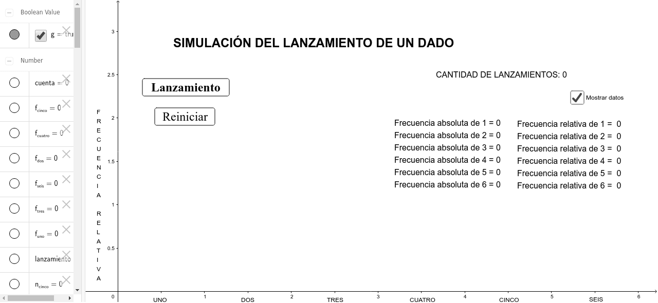 SIMULACIÓN DEL LANZAMIENTO DE UN DADO – GeoGebra