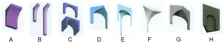 The 8 element types used in the muqarnas