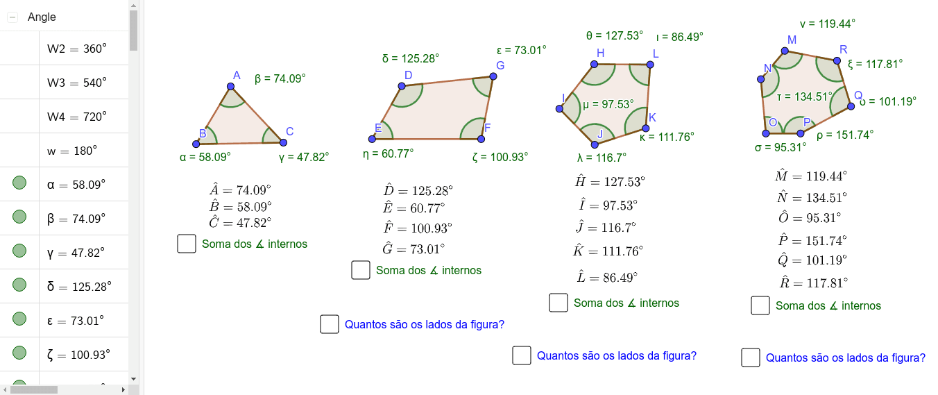 Soma Dos ângulos Internos De Um Polígono Convexo – GeoGebra