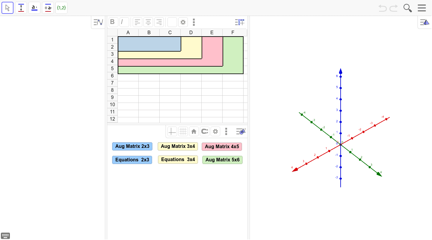 Gauss Jordan Elimination Toolkit GeoGebra