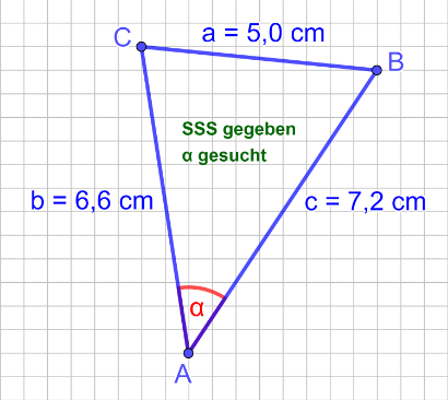 Berechne das Maß α des Winkels BAC.