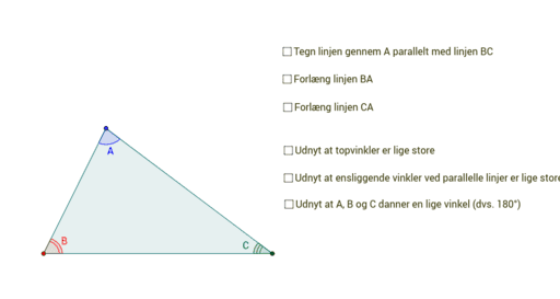 Bevis For Vinkelsum I Trekant Er 180 Grader – GeoGebra