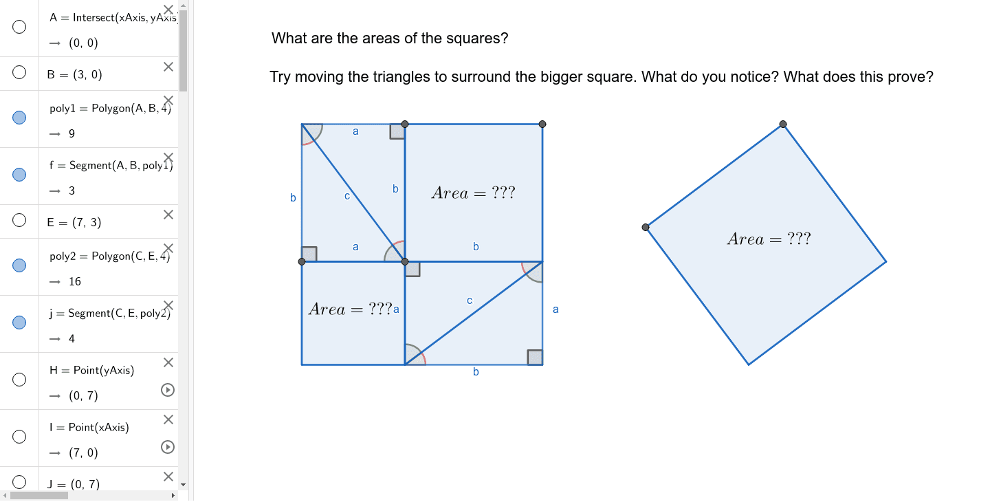 Surrounding Triangles And The Pythagorean Theorem – GeoGebra