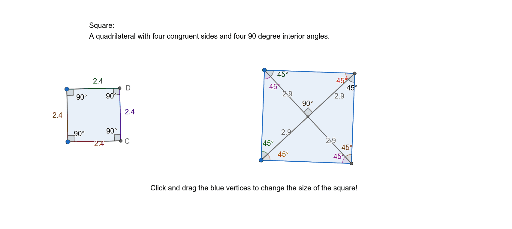 Square Characteristics – GeoGebra