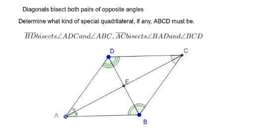 Diagonals Bisect Opposite Angels – GeoGebra